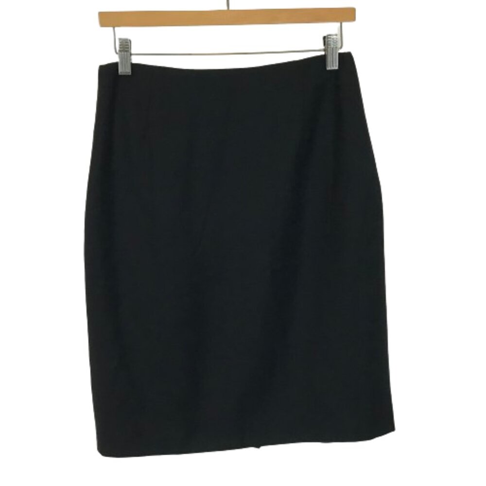 US Womens Size 6 Paul Stuart Black Pure Wool Straight Pencil Skirt Made in Italy